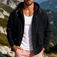 thumbnail image 2 of longantii Men's Waterproof Jackets Trendy Windbreaker Turndown Collar Wind Jacket Long Sleeve Zip Up Coat Classic Fit Fall Winter Cycling Streetwear Black XL, 2 of 5