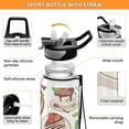 thumbnail image 4 of Coffee Tea Cups Cakes Leaves Sports Water Bottle Portable Travel Mug 32oz BPA Free Leak Proof Straw Transparent Tritan for Gym Yoga Cycling Camping, 4 of 7