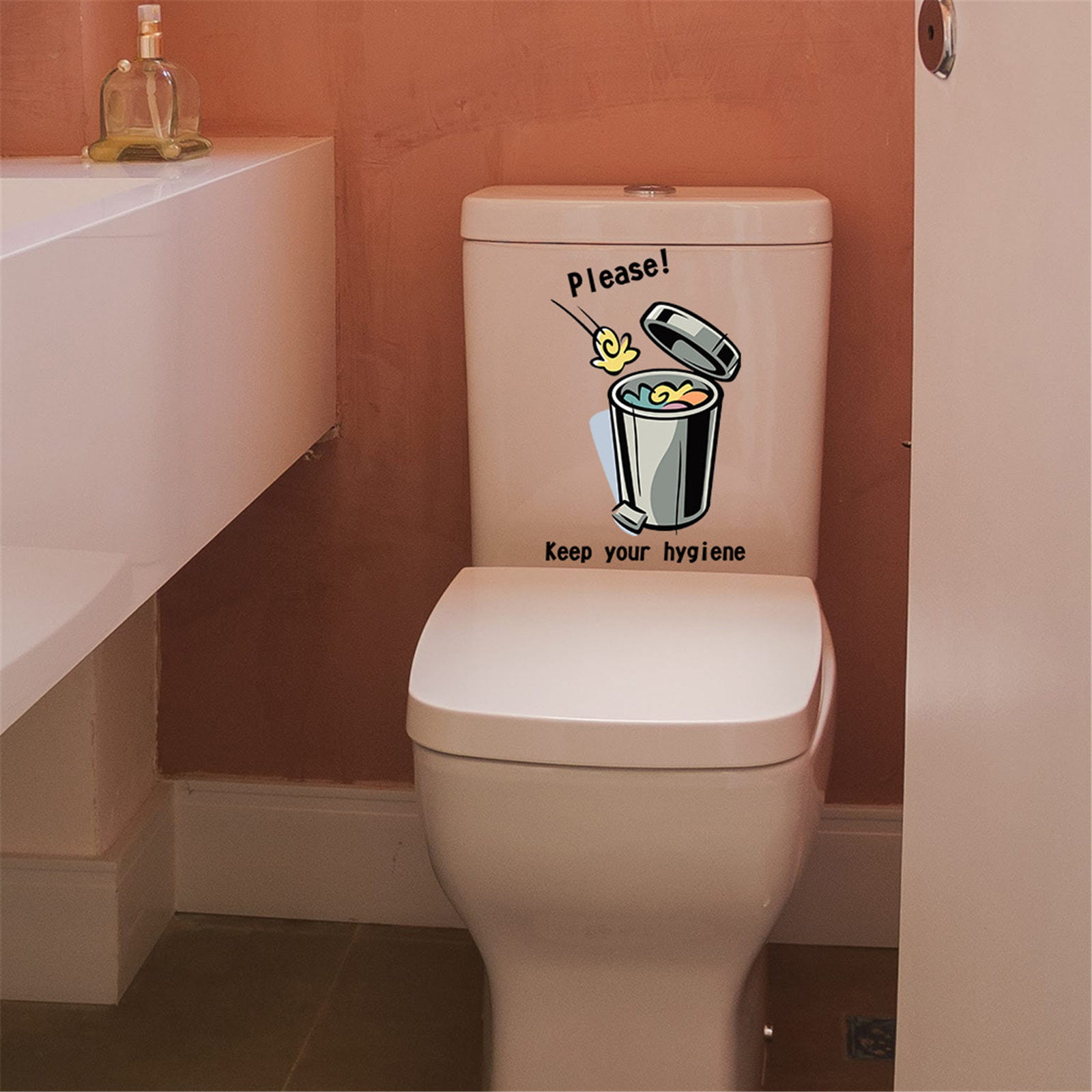 MPWEGNP Can Toilet Stickers Prompt Slogan Stickers Toilet Decoration Wall  Stickers Black Clementine Stickers Scooter Sticker