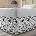thumbnail image 1 of Nautical Bed Skirt, Vintage Monochrome Style Pattern with Whales Exotic Fishes and Turtles, Elastic Bedskirt Dust Ruffle Wrap Around for Bedding Decor, 4 Sizes, Charcoal Grey White, by Ambesonne, 1 of 2