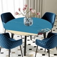 thumbnail image 5 of Elastic Fitted Round Tablecloth, Blue Daisy Vase Waterproof Stretch Table Cover for 36"-44" Tables, Spring Floral Modern Art Washable Outdoor Tablecloths for Patio, Picnic, Camping, 5 of 9