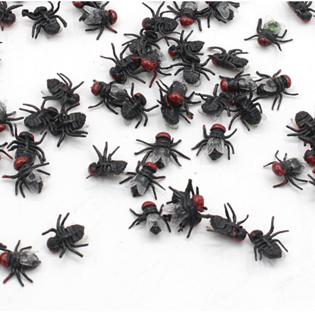 50pcs Simulation Flies Party Halloween Tricky Props Fake Insects Simulation 
