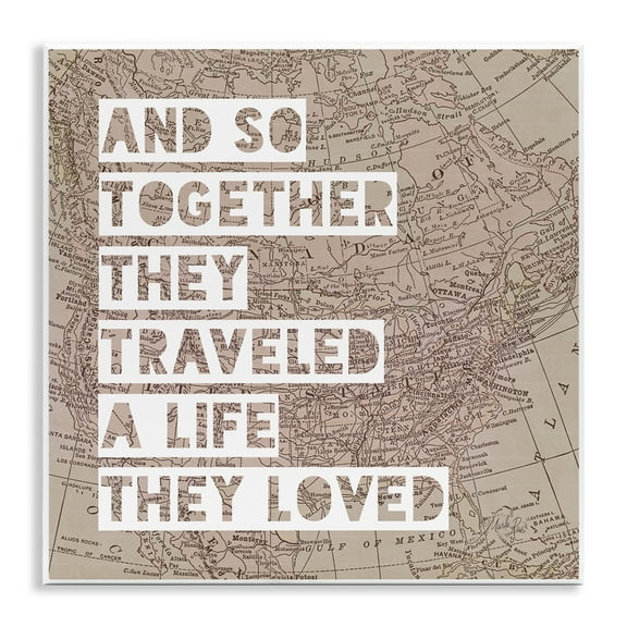 Stupell Industries Together They Traveled Text & Numbers Painting Unframed Art Print Wall Art, 12 x 12