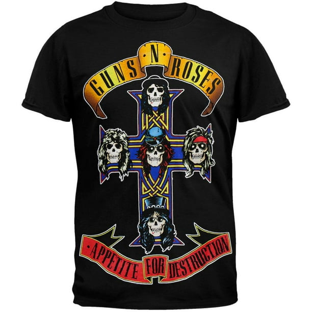 Guns N' Roses - Guns N' Roses Appetite for Destruction Cross Black T ...