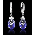 thumbnail image 2 of Blue Crystal Zirconia Pendant Earring  Silver  Anti-Tarnish Oval Necklace J-118, 2 of 6