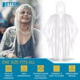 thumbnail image 3 of Better Office Products Disposable Clear Rain Ponchos with Hood for Adults (Thicker Gauge), Emergency Ponchos, Lightweight, Non-Toxic PE Plastic (20 Pack, Polyethylene (PE)), 3 of 6