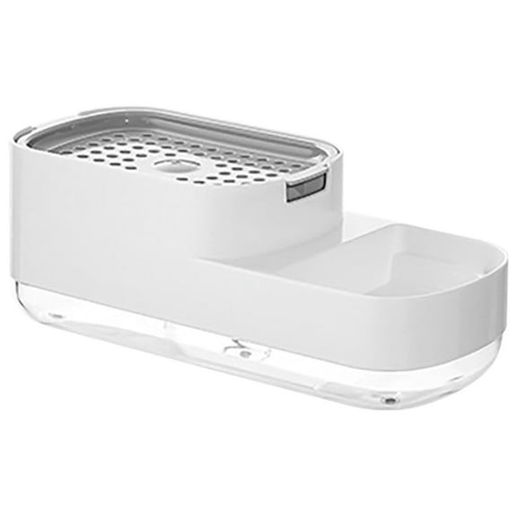 Gallickan Kitchen Dish Soap Dispenser with Sponge Holder, 2-in-1 Countertop Soap Pump Dispenser for Kitchen Sink Dishwashing Soap Dispenser - 12.5 Ounces, White