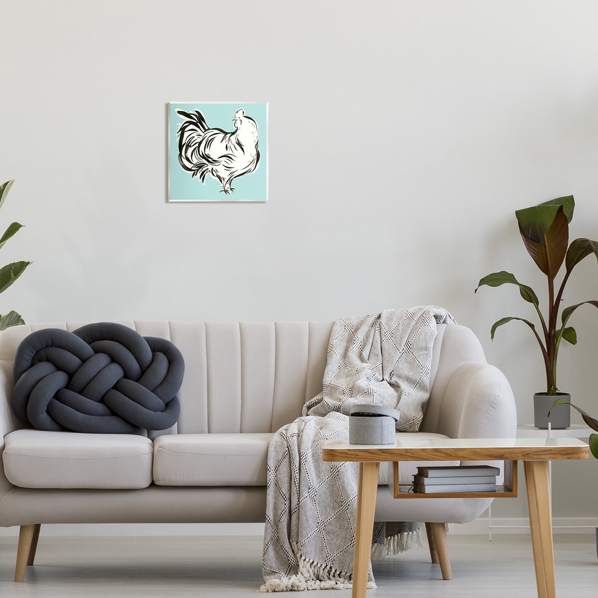 Stupell Industries Abstract Hen on Blue Animals & Insects Painting Unframed Art Print Wall Art, 12 x 12