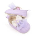 thumbnail image 6 of Infant Baby Girls Dress Shoes Newborn Cute Lace Bowkont Mary Jane Flats Non-Slip Lightweight Soft Sole Toddler First Walkers Princess Wedding Casual Shoes (6-12 Months, Purple), 6 of 7