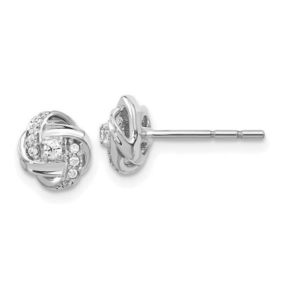 14k White Gold Diamond Knot Post Earrings EM5508