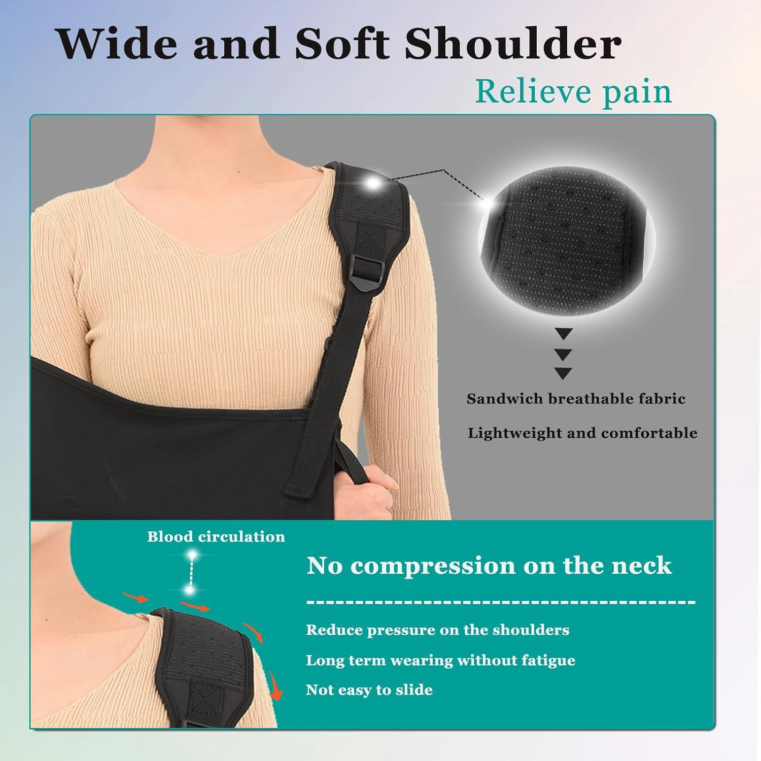 Arm Sling Shoulder Injury Immobilizer, Breathable Rotator Cuff with Shoulder Pad Left and Right Support Torn Brace for Broken Wrist Elbow Man Women