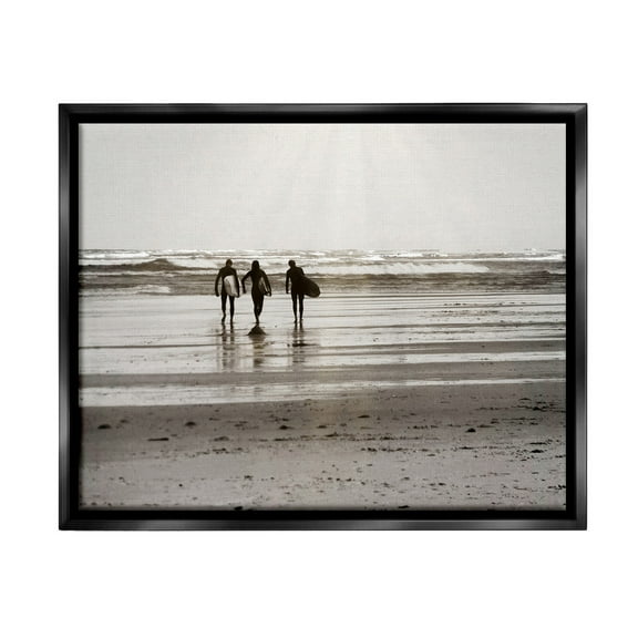 Stupell Industries Strolling Surfer Friends Landscape Photography Black Floater Framed Canvas Art Print Wall Art, 21 x 17