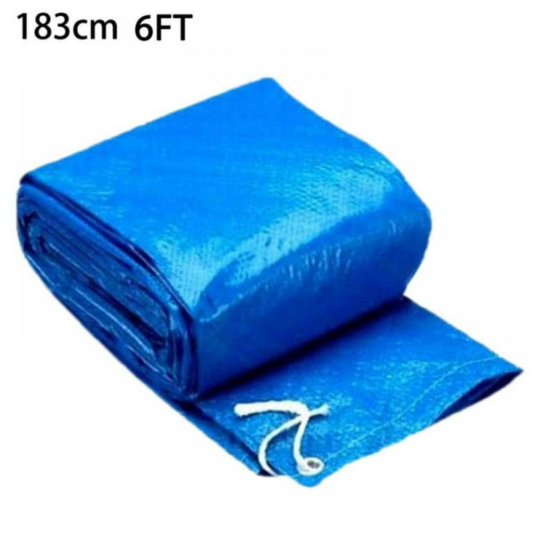 6 ft Easy Set Above Ground Swimming Pool PE Round Cover with Nylon Tie-Down Ropes, Adult Unisex, Size: 6', Blue