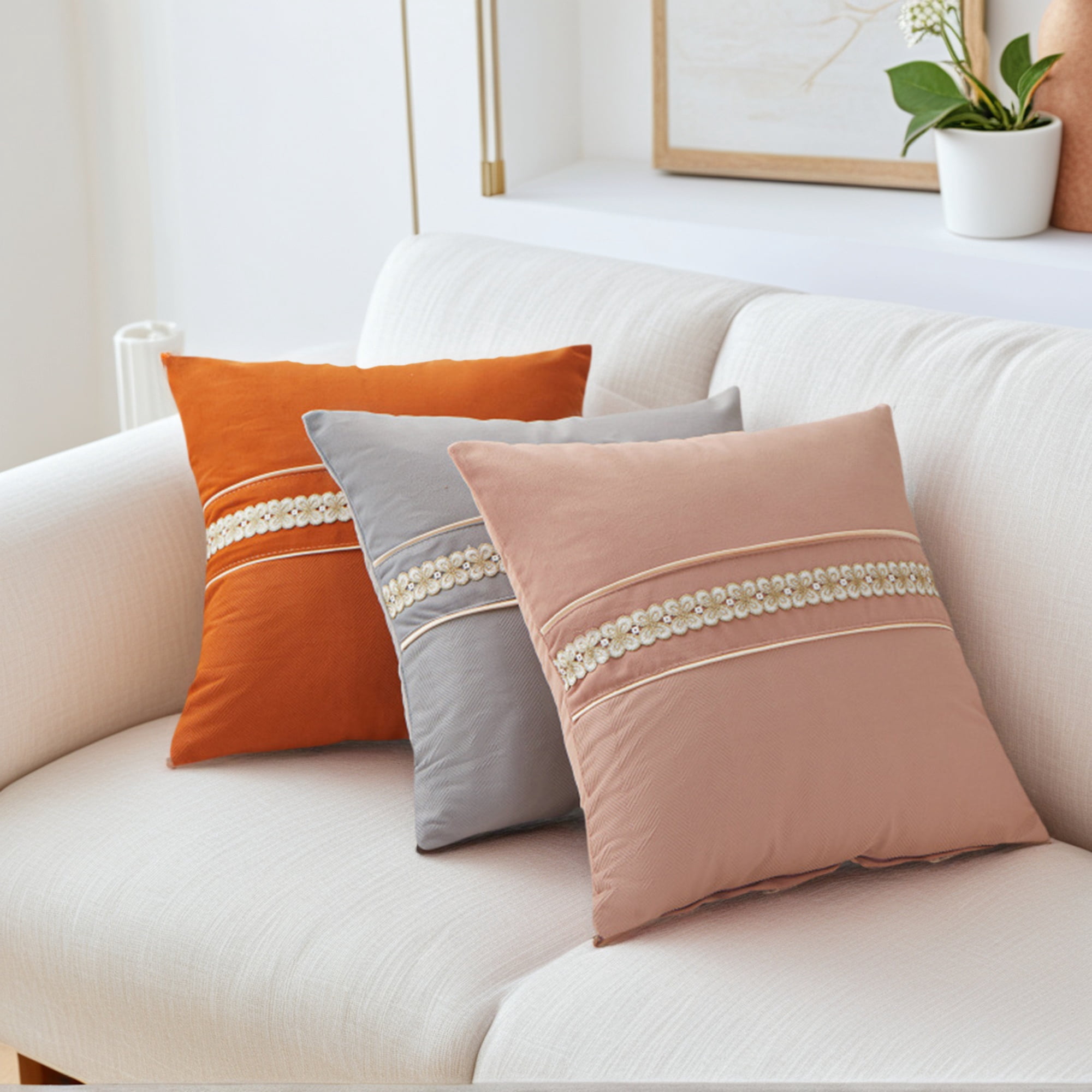 Unique Bargains Set of 2 Soft Throw Pillow Covers with Cute Embroidery Green