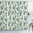 thumbnail image 1 of Cactus Spring Flower Shower Curtain, Spiky Silhouettes Along Dried Rose Tone Floral Details, Fabric Bathroom Set with Hooks, 69W X 70L Inches, Eggshell and Laurel Green, by Ambesonne, 1 of 3