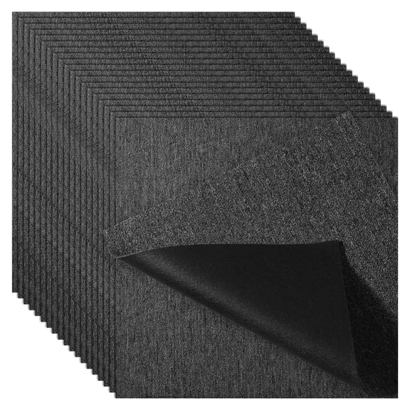 Carpet Tiles 20x20, Padded Carpet Squares 20 Pcs - Dark Gray Indoor Rugs