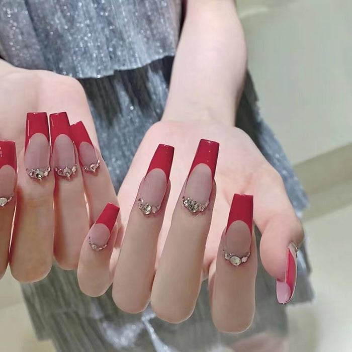 Moden træfning Bedrag Fofosbeauty 24 PCS Press on Nails Long Coffin Fake Nails Red Nails Glossy False  Nails Full Cover Prom Nails, Elegant French Red Shine - Walmart.com