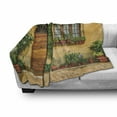 thumbnail image 3 of Garden Soft Flannel Fleece Throw Blanket, Still Life Photo of Old House's Interior Floral Planrs and Door, Cozy Plush for Indoor and Outdoor Use, 50" x 60", Pale Orange Fern Green, by Ambesonne, 3 of 6