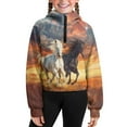 thumbnail image 5 of Chaqlin Sun Running Horse Print Youth Zip Up Sweatshirt with Pocket Quarter Zip Up Design Lightweight Athletic Wear Soft Casual Pullover Top Size 13-14, 5 of 7