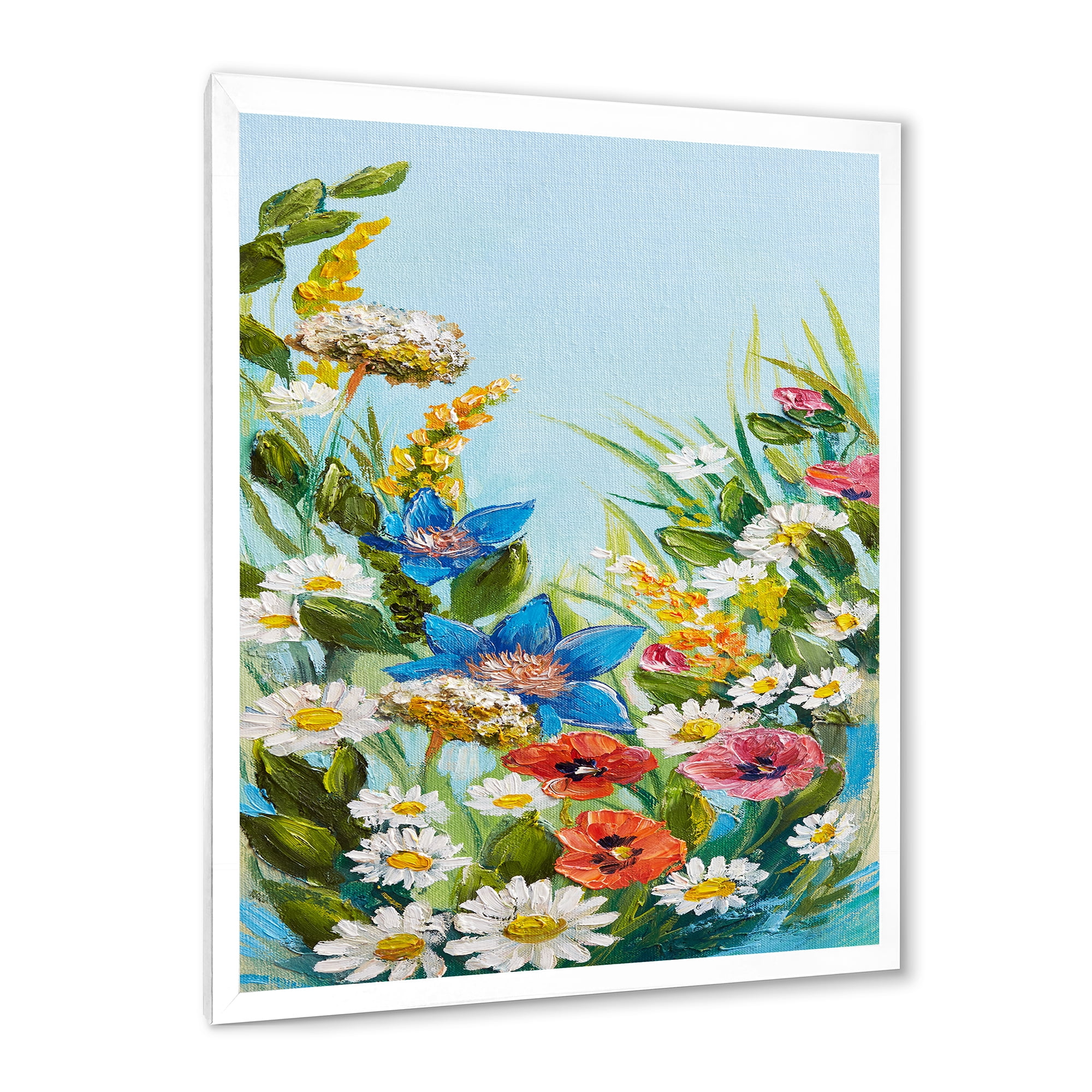 Designart 'Still Life Of Colorful Wildflowers With Leaves I' Traditional Framed Art Print
