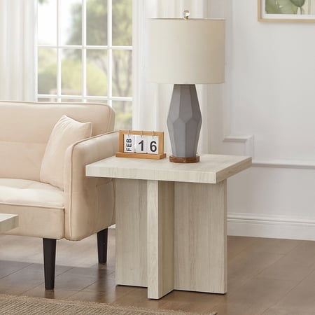 Roundhill Furniture Mchome Square End Table Nightstand White Finish