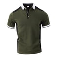 thumbnail image 3 of Color Block Polo Shirts for Men Summer Casual Short Sleeve Textured Collared Slim Fit Work Tshirts Golf Shirt, 3 of 9