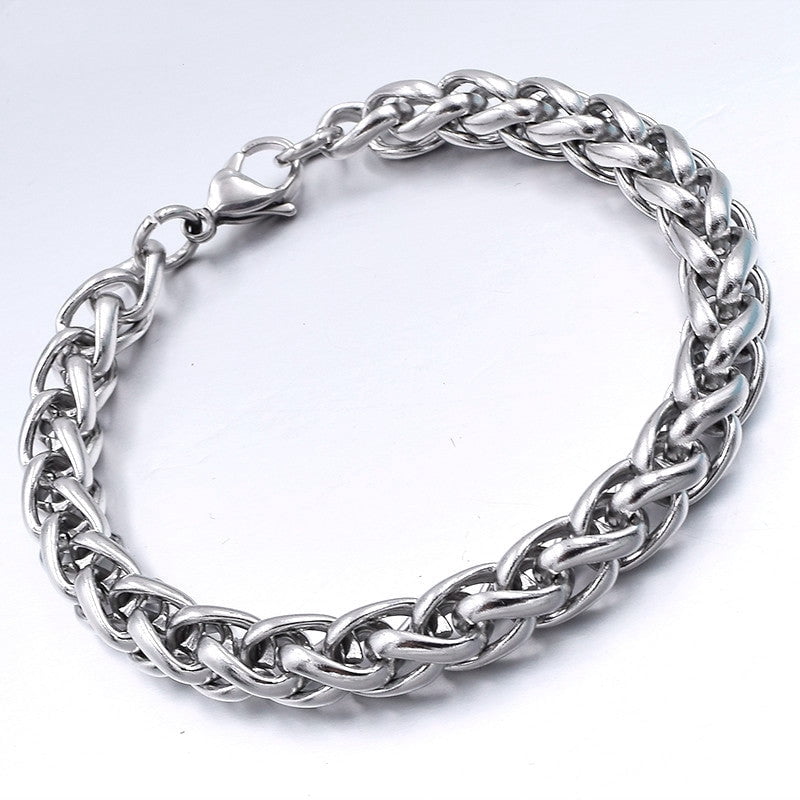 Mens Titanium Steel Bracelet Geometric Flower Basket Design Polished Finish Bracelet Individually Packed Gift for Men