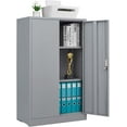 thumbnail image 2 of Metal Storage Cabinet with Locking Doors and Adjustable Shelves,- 42" Steel Lockable File Cabinet,Locking Tool Cabinets for Office,Home,Garage,Gym,School(Gray), 2 of 6