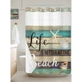 thumbnail image 3 of No Hook Shower Curtain, Coastal Starfish Extra Long Bathtub Curtains with Snap in Liner, Farmhouse Nautical Conch Seashell Wood Waterproof Washable Fabric Shower Curtain Set, 72" x 96", 3 of 9