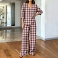thumbnail image 5 of Hvogkswy Pajamas for Women Set Long Sleeve V Neck Tops and Drawstring Pockets Trousers Oversized 2 Piece Outfits Lightweight Breathable Casual Lounge Sets, 5 of 6