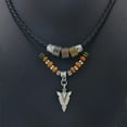thumbnail image 2 of Stacked Artificial Leather Rope Beaded Necklace Men Vintage Layered Tribal Arrow Pendant Necklace For Men Jewelry Collar Hombre, 2 of 9