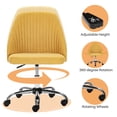 thumbnail image 5 of Armless Home Office Desk Chair, Adjustable Swivel Fabric Task Chair with Wheels, Modern Computer Vanity Chair for Small Spaces, Yellow, 5 of 8
