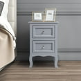 Ktaxon Set of 2 Wood Nightstands, Gray Bedside Tables with 2 Storage Drawers, Country Style