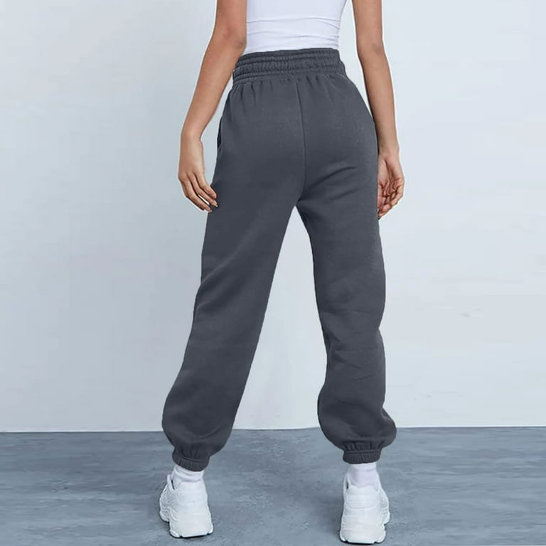 Susanny Cinched Sweatpants for Women Drawstring Elastic Waist Straight Leg  High Waisted with Pockets Sweatpants Joggers Athletic Cargo Baggy Pants