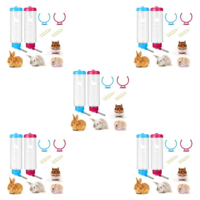 pitrice 2pcs/set Leak-Proof Small Animal Drinking Bottle Durable And Easy To Bottle For Small Animals blue and rose red 5Set