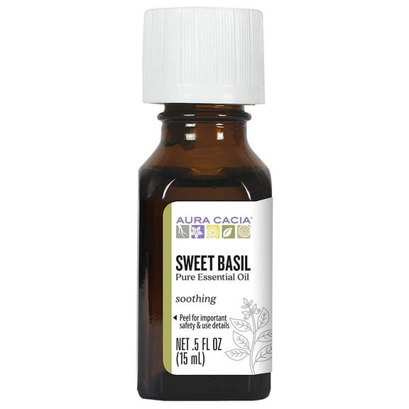 Aura Cacia 100% Pure Essential Sweet Botanical Basil w/ Soothing Oil, 0.5oz