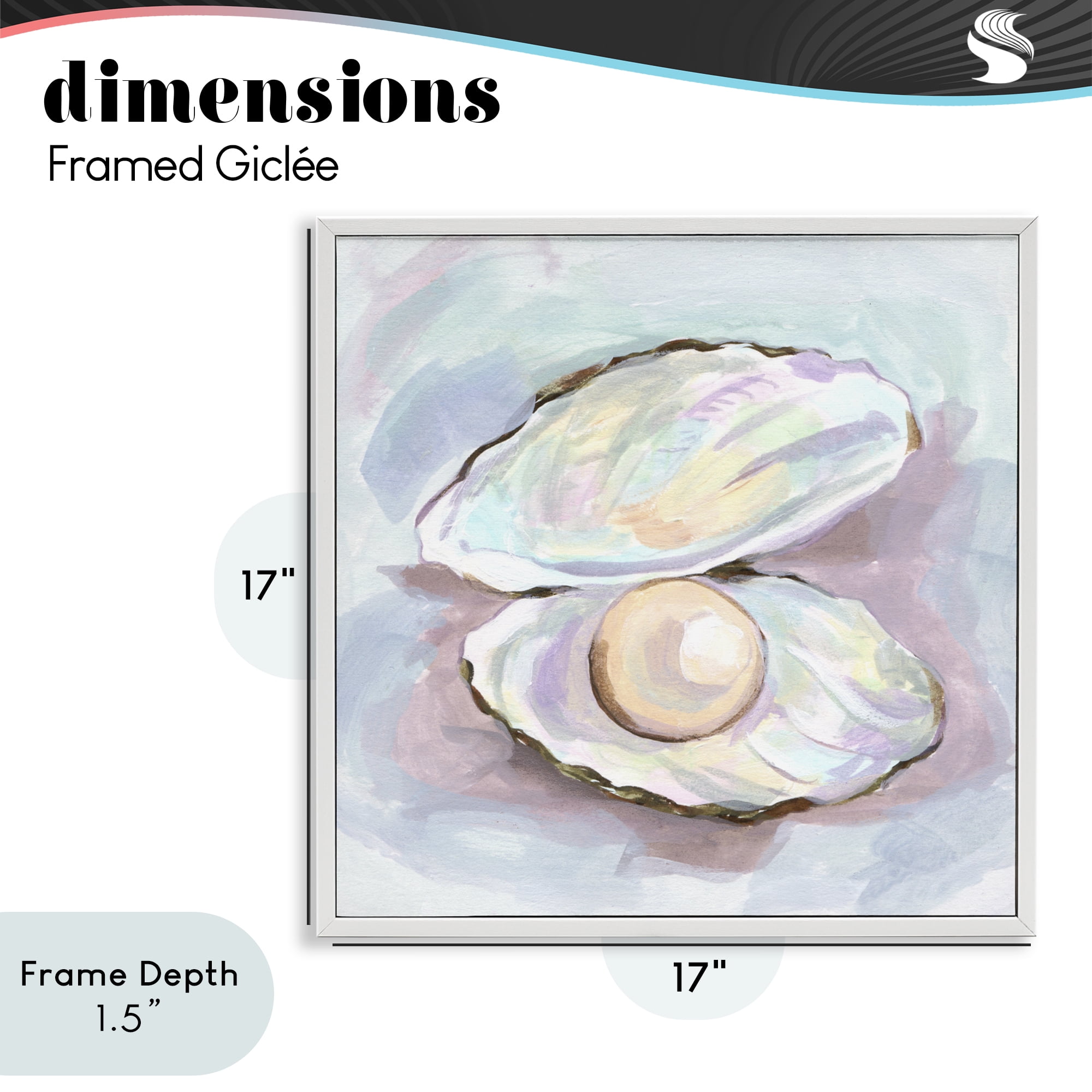 Stupell Industries Silent Opal Clam Pearl White Framed Giclee Art, design by Melissa Wang