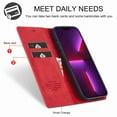 thumbnail image 4 of Dteck for Apple iPhone 13 Pro Max Case with Card Holder Magnetic Premium Leather Flip Wallet Case Business / Classical Protective Cover with Kickstand Cover for iPhone 13 Pro Max, Red, 4 of 6