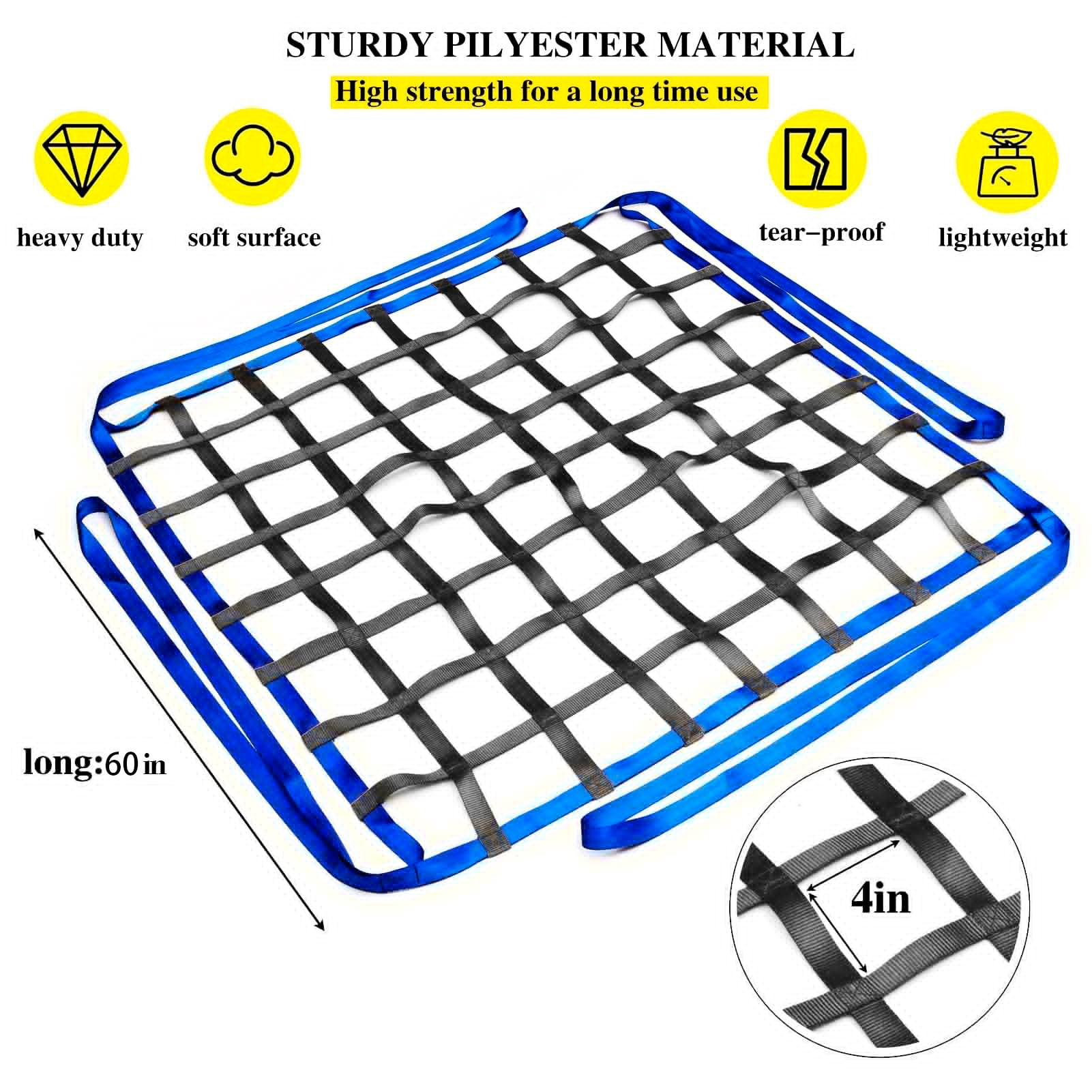 Safety Cargo Lifting Net Straps, Flat Nylon Sling Hoisting Net, Loading Heavy Objects 10cm Square Mesh Tear Resistance for Construction Rigging Moving Towing Work Gear Black (4.92' x 4.92')
