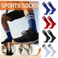 thumbnail image 2 of Soccer Socks Color Stretchy Compression Knee High Tube Socks Football Athletic Socks for Men Women Teens Black, 2 of 5