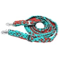 thumbnail image 2 of Horse Western Nylon Braided Barrel Knotted Reins Teal Red 60792, 2 of 5