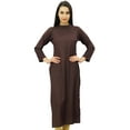 thumbnail image 3 of Bimba Women Full Sleeve Straight Kurta Ethnic Rayon Kurti Plain Long Tunic, 3 of 7