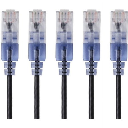 UPC: 0889028032053 | Monoprice 5-Pack  SlimRun Cat6A Ethernet Network Patch Cable  1ft Black