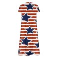 thumbnail image 5 of Robes pour Femmes Été 2024, Robes Décontractées à Manches Courtes Imprimées, Col en V, Jour de l'Indépendance, 50 % de Réduction!, 5 of 5