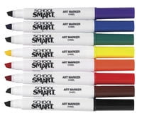 School Smart Art Markers, Chisel Tips, Assorted Colors, Pack of 8