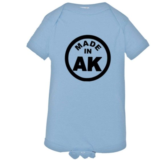 PleaseMeTees™ Baby From Born Made In Alaska AK Logo Label Tag HQ Jumper