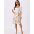 thumbnail image 3 of DARING DIVA Women's Floral Ruffle Hem Elastic Back Split Skirt L White, 3 of 6