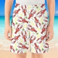 thumbnail image 4 of HXWCHs Boys Quick Dry Active ShortsBoys Casual Lobster Print Shorts Lightweight Soft Fabric for Everyday Beach Play and Machine Washable Comfort5-6 Years White, 4 of 4
