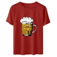thumbnail image 2 of QLEICOM Oktoberfest T-Shirts, Summer Tops for Women Crewneck Casual Loose Blouses, Beer Mug Printed Graphic Tees Basic Blouses, Women Vintage Funny Pattern Drop Sleeves Tops Red D XL, 2 of 4