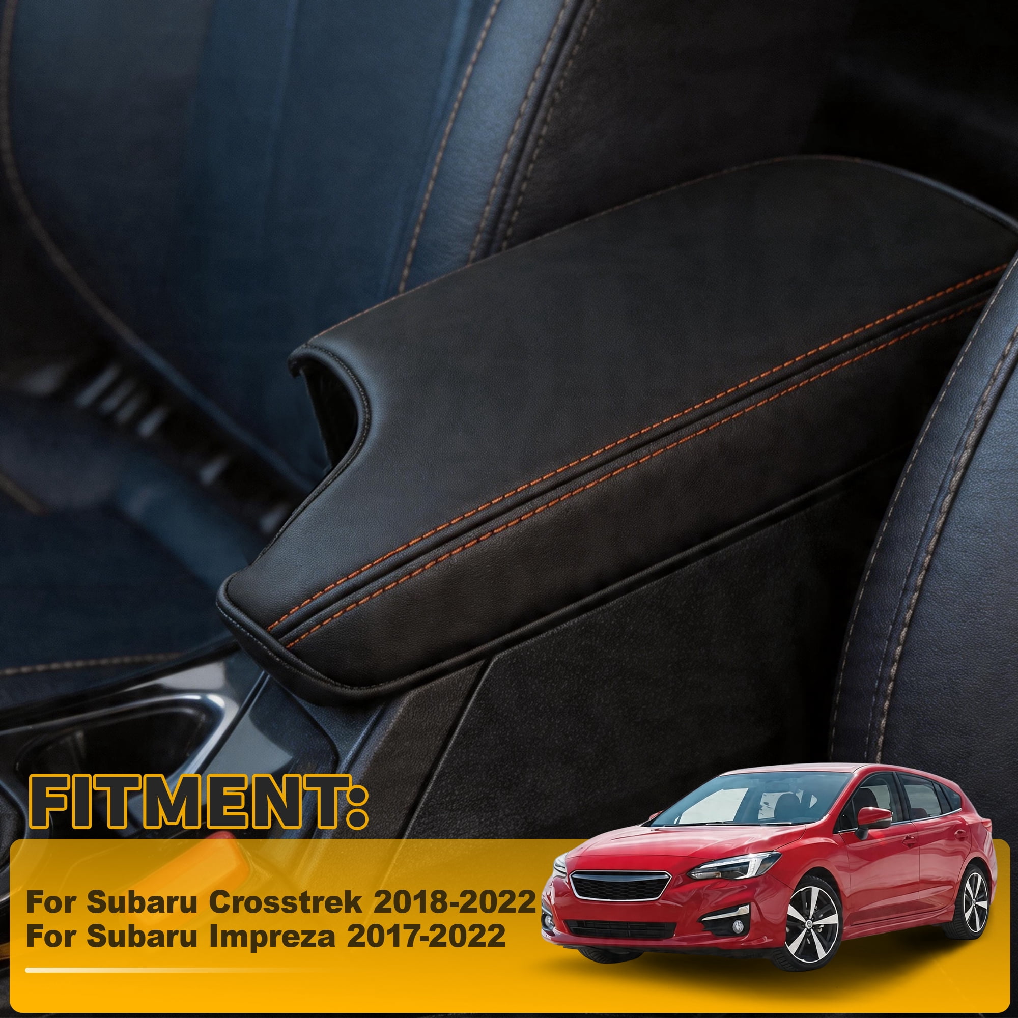 Unique Bargains Car Console Lid Armrest Cover Black for Subaru Crosstrek 18-22